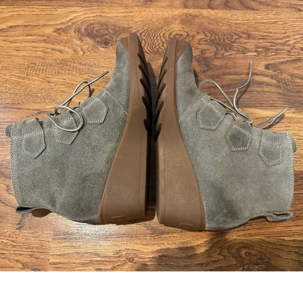 Sorel Women's Toronto Suede Lace Up Wedge Bootie Taupe Size 7 Street Style - Picture 7 of 11